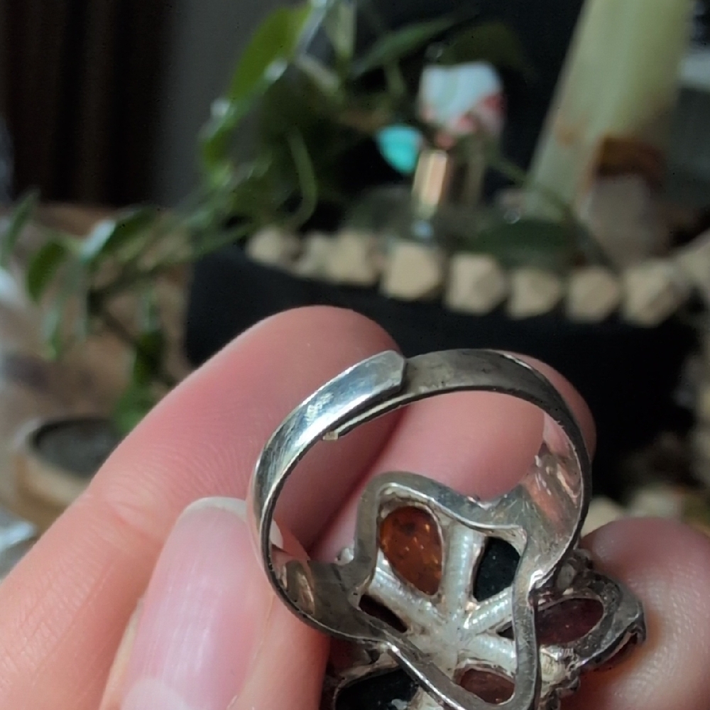 Sterling Silver Amber Ring - Picture 6 of 8